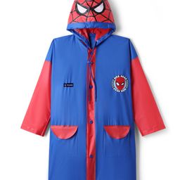 Pine Kids Marvel Full Sleeves Hooded Spider-Man Raincoat - Blue & Red-image-30