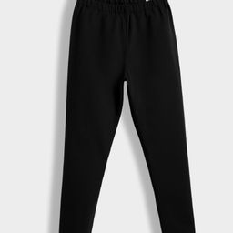 Orange Sugar Cotton Lycra Knit Solid Stretchable Leggings - Black-image-89