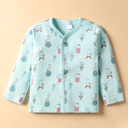 Tango Interlock Knit Full Sleeves Jhabla With Animal Print - Light Blue-picture-49