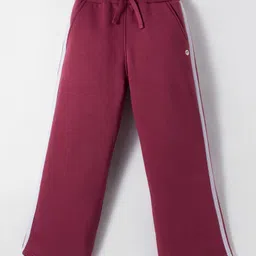 Femea Fleece Knit Side Taped Track Pants - New Wine-picture-13