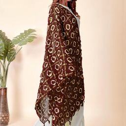 EBADAT Printed Maroon Cotton Dupatta image 4
