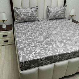Pure Decor Royal Passion Grey Printed Cotton 350 TC Queen Bedsheet Set- 2.28 m x 2.54 m-picture-13