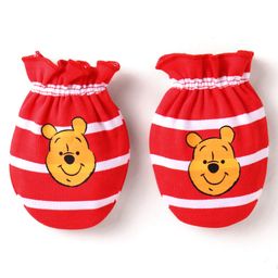 babyhug disney Babyhug Interlock Knit Cap Mittens And Booties with Winnie The Pooh Print - Red image 4