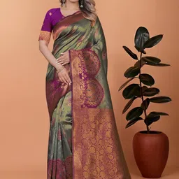 KALINI Green Art Silk Sarees-image-80