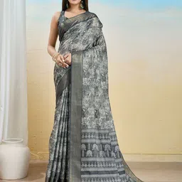 DIVASTRI Floral Printed Zari Banarasi Saree-image-53