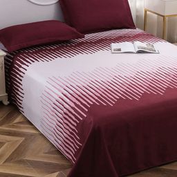 Story@home Maroon & White 240 TC Microfiber Queen Bedsheet Set 2.35 m x 2.50 m-image-90