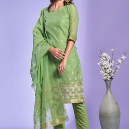 Moda Rapido Geometric Printed Straight Kurta With Trousers And Dupatta image 2