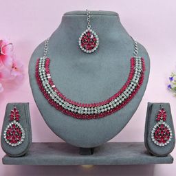 VATSALYA creation Alloy Gold- plated Ruby Red Jewellery Set-56