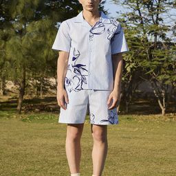 Muvazo Men Premium Floral Opaque Striped Casual Shirt-image-81
