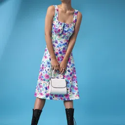 PURVAJA Floral Printed Ruched Fit & Flare Dress-image-74