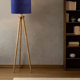 Devansh Brown & Blue Wooden Floor Lamp-picture-34