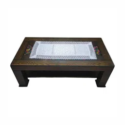 TANLOOMS White Floral Self Design Lace Border Center Table Runner-52