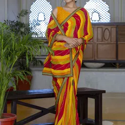 KALINI Striped Pure Georgette Saree-image-78