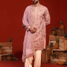 KALPRAAG Ethinc Motifs Embroidered Sequinned Mandarin Collar Kurta with Patiala & Dupatta-image-40