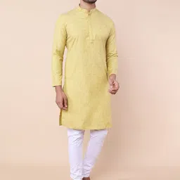 NAMASKAR Geometric Printed Mandarin Collar Pure Cotton Straight Kurta-picture-47
