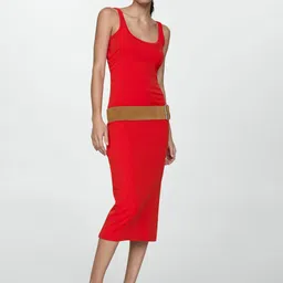 MANGO Sheath Midi Dress-image-53