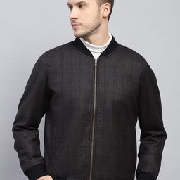 Monte Carlo Men Checked Long Sleeves Zipped Open Front Winter Jacket-image-52
