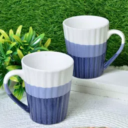 Myntra Elegant Homes Blue And White 2 Pieces Ceramic Glossy Mugs-23