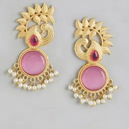 Anouk Gold Plated Beaded Peacock Shaped Drop Earrings image 2