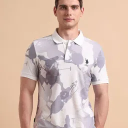 U.S. Polo Assn. Denim Co. Graphic Printed Polo Collar Pure Cotton Muscle Fit T-shirt-image-63