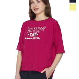 URBE-URBAN EVOLUTION Women Pack Of 2 Typography Printed Cotton Relaxed Fit T-shirts-image-65
