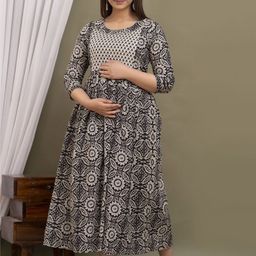 Tulsiram Women Ethnic Motifs Printed Maternity Straight Kurta-image-46