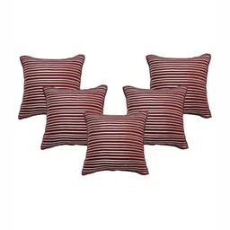 Saral Home Red & White 5 Pieces Striped Square Cushion Covers-15