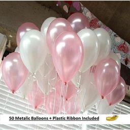Shopperskart Metallic Balloons White Pink - Pack of 50-image-43