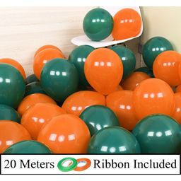 Amfin Metallic Balloons With Ribbons Pack of 52 - Orange & Green-image-80