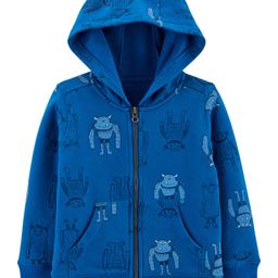 Carter's Monster Zip-Up Fleece -Lined Hoodie - Blue-13