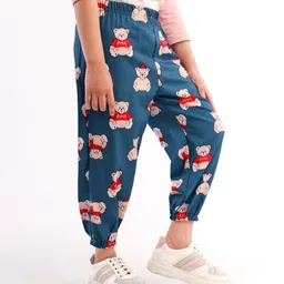 Kookie Kids Full Length Lounge Pant Teddy Print - Teal-picture-28