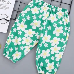 Kookie Kids Full Length Lounge Pant Floral Print - Green-picture-11