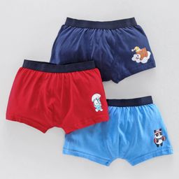 Babyoye Cotton Trunks Multiprint Pack of 3 - Blue Red-image-77