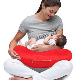 Baybee Velvet Portable Breast Feeding Pillow - Red-image-34