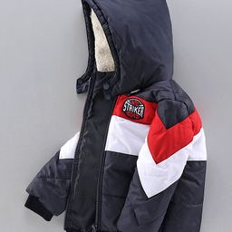 Babyhug Full Sleeves Hooded Jacket - Navy Blue-image-2