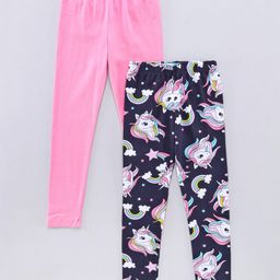 Pspeaches Pack Of 2 Full Length Unicorn Print Set  - Navy-image-114