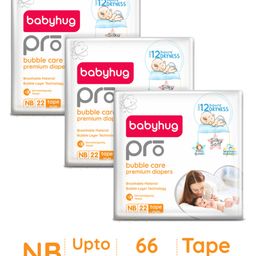 Babyhug Pro Bubble care premium Tape Style Diaper New Born - 22 Pieces -(Pack of 3)-image-34