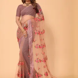 PATLANI STYLE Floral Beads and Stones Net Saree-picture-44