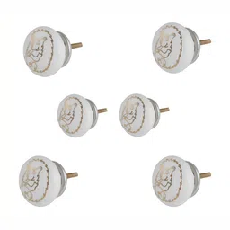 Indianshelf 6-Pcs White & Yellow Hedgehog Printed Ceramic Knobs-image-63