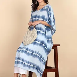 PinkTribe Women Tie & Dye Round Neck Kaftan Kurta-picture-21