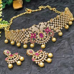 Gold Plated Choker with Earrings Set-image-38