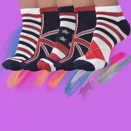 MJE Men Pack Of 5 Patterned Ankle Length Socks-image-59