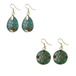 URBANELA Set Of 2 Gold-Plated Teardrop Shaped Drop Earrings-0