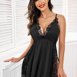 Softwrap Self Design V-Neck Baby Doll-image-33