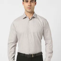 Van Heusen Micro Checked Long Sleeves Opaque Regular Fit Formal Pure Cotton Shirt-image-13