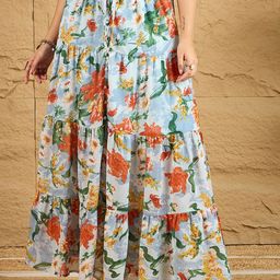 Berrylush Women Printed Tiered Maxi Skirt-image-45