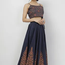 TJORI Floral Printed Cotton Ready to Wear Lehenga With Blouse-picture-53