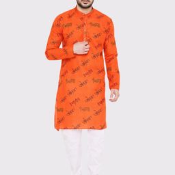 Maharaja Ganpati Bappa Morya Printed Mandarin Collar Straight Kurta-31