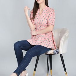 ANANDITA Women Floral Print Cotton Cinched Waist Top-image-87