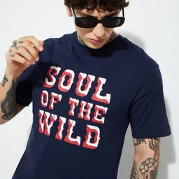 max Typography Printed Round Neck Pure Cotton T-shirt-image-92